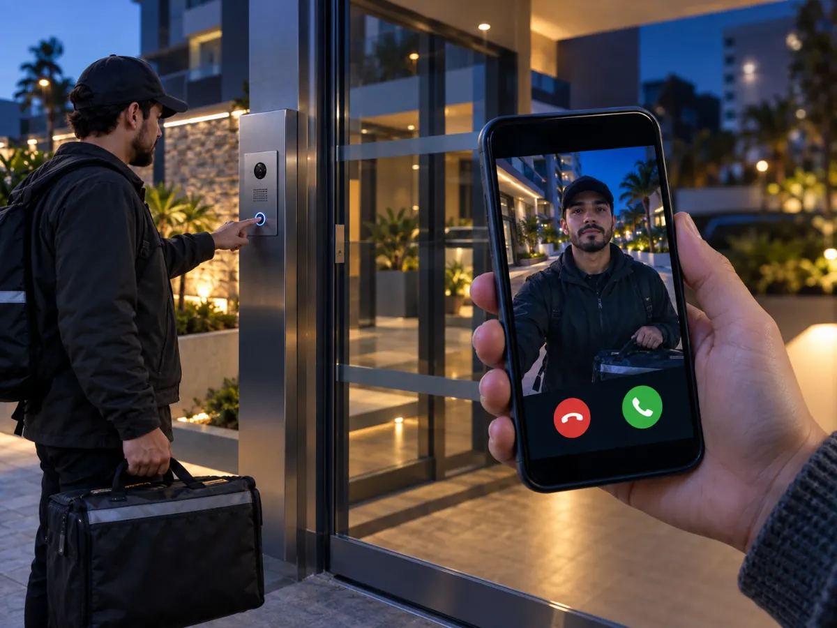 Portaria autônoma de condomínio com interfone IP e controle de acesso remoto